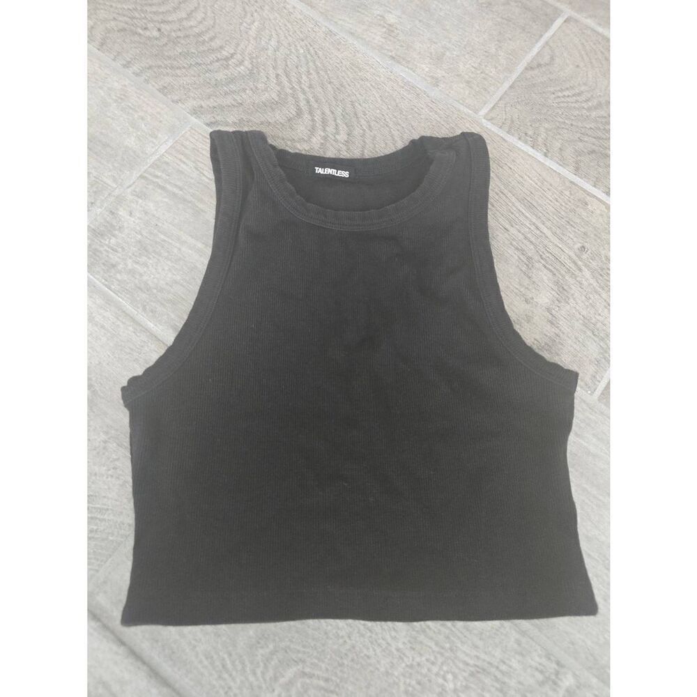 Women's Talentless‎ Crop Tank Ribbed Black Size Small